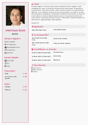 Dalgıç CV Örnekleri cv indir